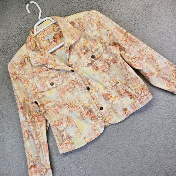 Christopher Banks Jacket Women M‎ Button Up Short Preppy Business Boho - Picture 1 of 12